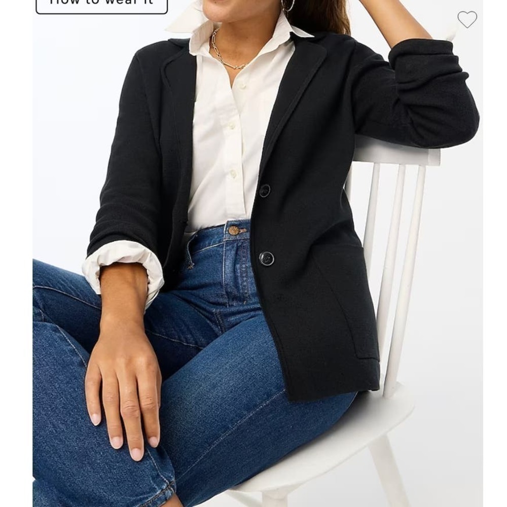 J. Crew Long Sleeve Collared Two-Button Sweater Blazer Black Women’s Size Small